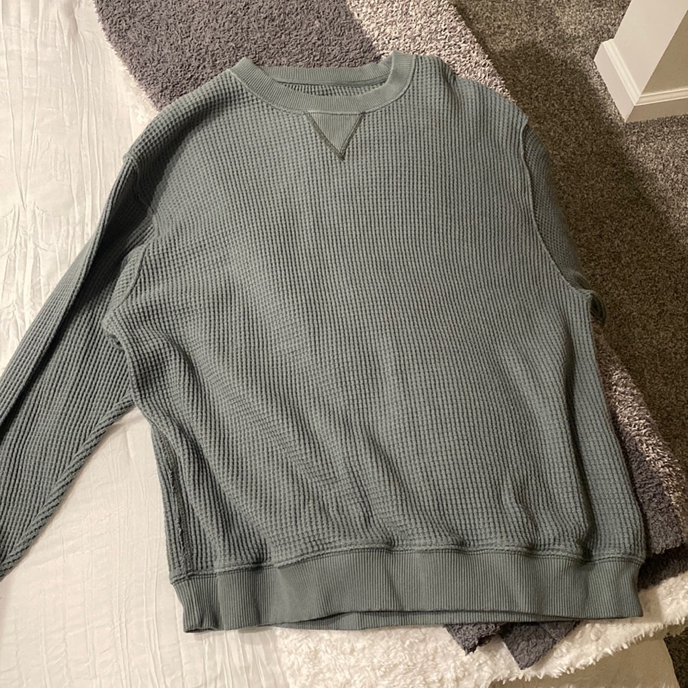 Aerie green waffle crewneck